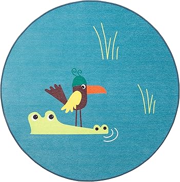 Amazon Com Ikea Djungelskog Rug Flatwoven Bird Blue Kitchen