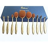 Goldrose 10pcs Elite Soft Oval Multipurpose Toothbrush Brush Set Eyebrow Foundation Eyeliner Lip Oval Brushes Tool (Pure Gold)