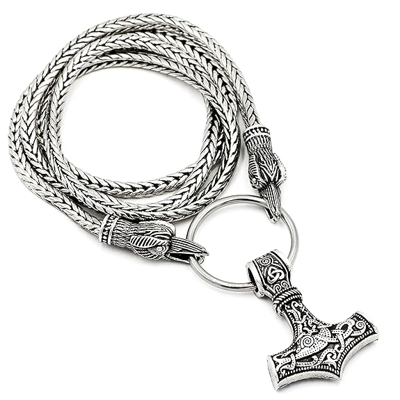 3D Raben Wikinger Odins Thor 's Hammer Anhänger Halskette Mjölnir Halskette, Viking Anhänger nordischen Mythologie
