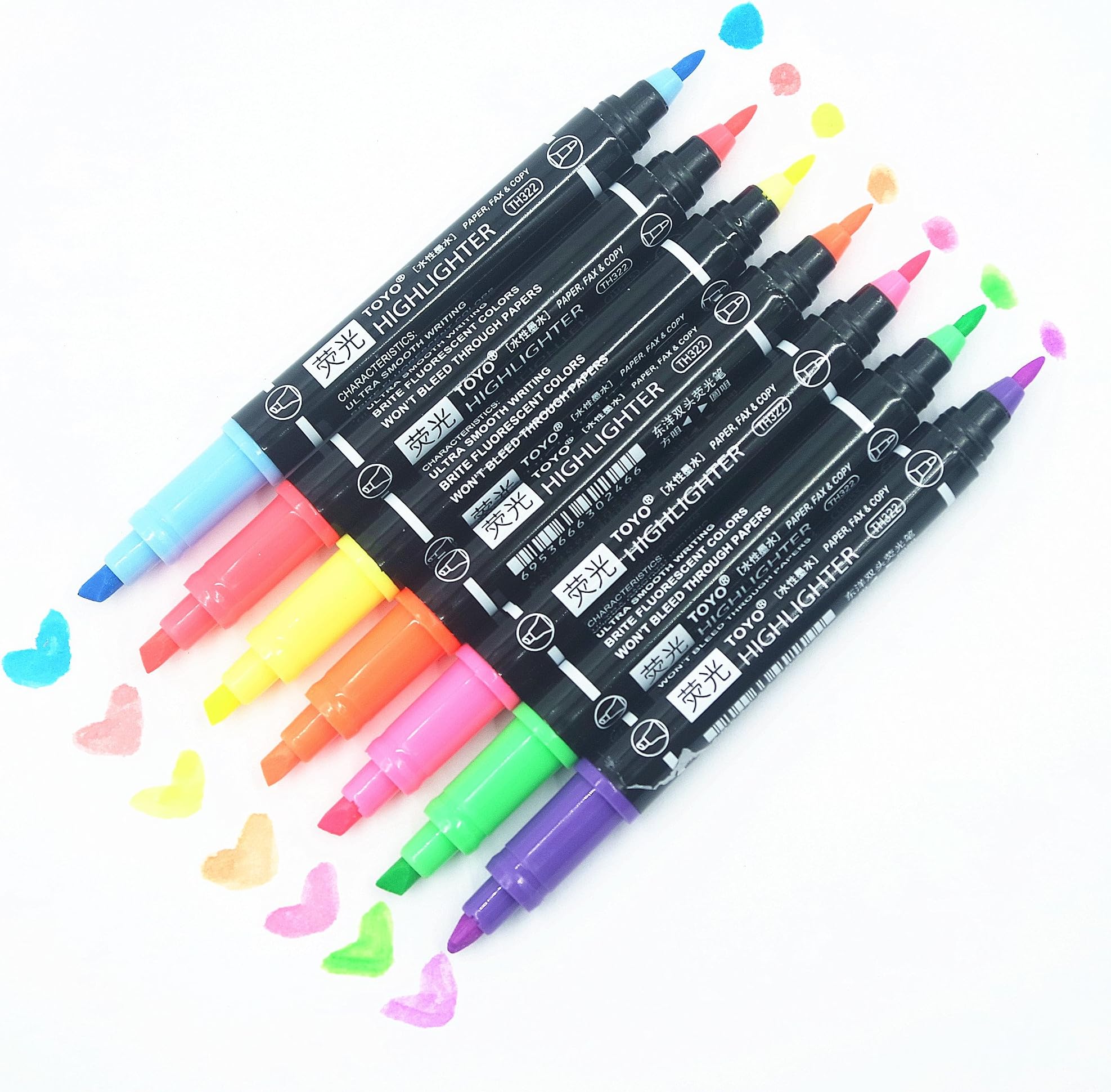 Double head Highlighter Highlighters 7 Colors Dual Tips Permanent Art Markers Highlighter Perfect for Bible Study, Classroom and office