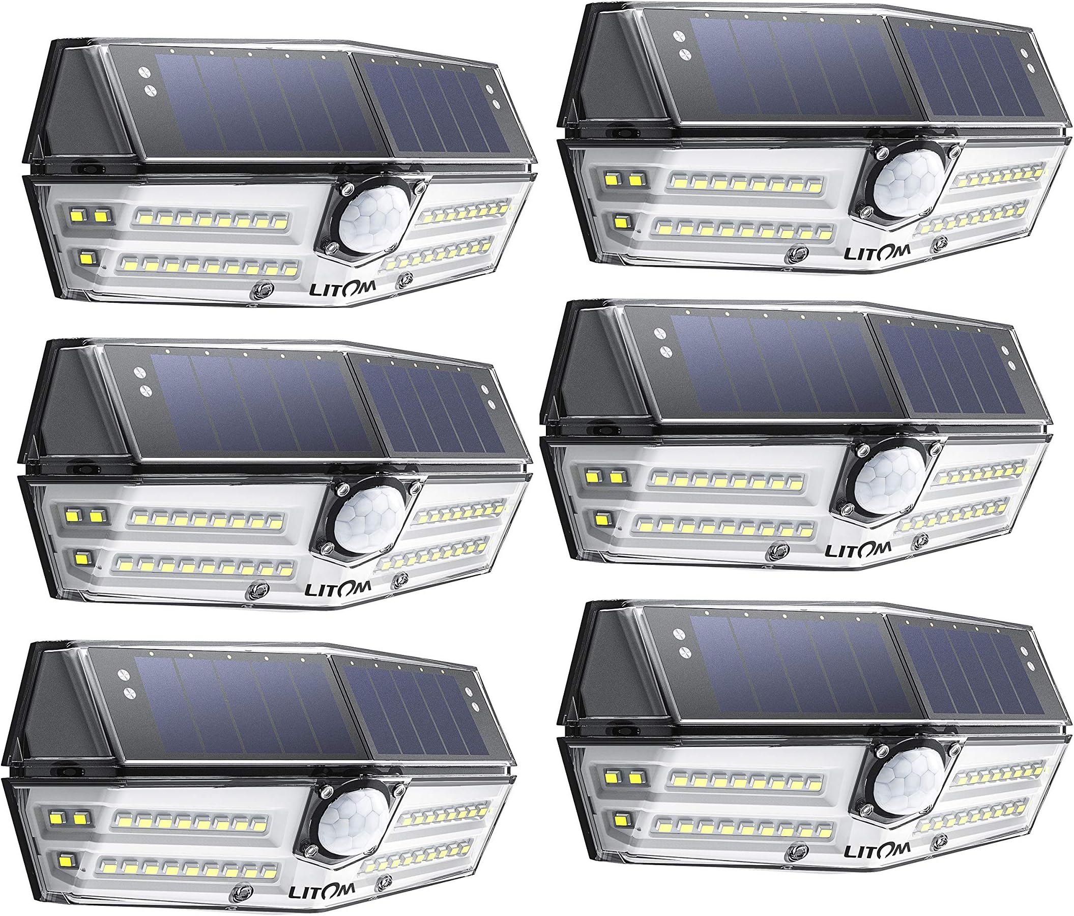 LITOM Solar Lights Outdoor with Remote Control, 3 Lighting Modes, 270°Wide Angle, IP67 Waterproof, Easy-to-Install Security Lights for Front Door, Yard, Garage, Deck, Fence-2 Pack