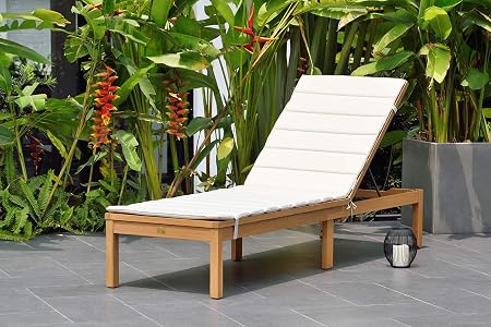 Amazon Com Amazonia Regatta Patio Chaise Lounger Durable Outdoor Furniture With Teak Finish Grey Cushion Garden Outdoor