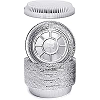 (45 Pack) Premium 9-Inch Round Foil Pans with Plastic Dome LIDS l Heavy Duty l Disposable Aluminum Tin for Roasting…