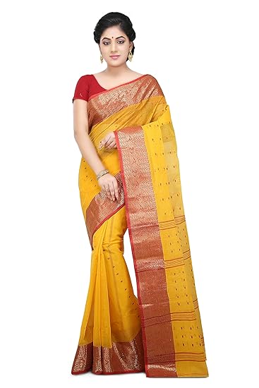 Women's Tant Cotton Saree (WCS25_Yellow)