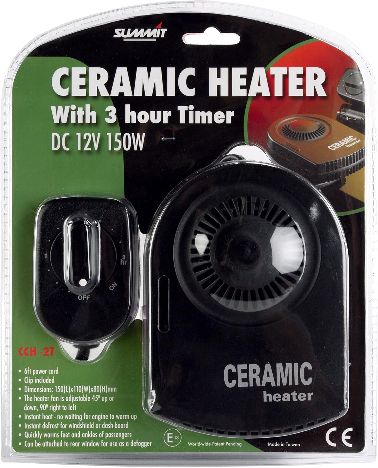 Summit CCH-2T Ceramic Car Heater with Timer