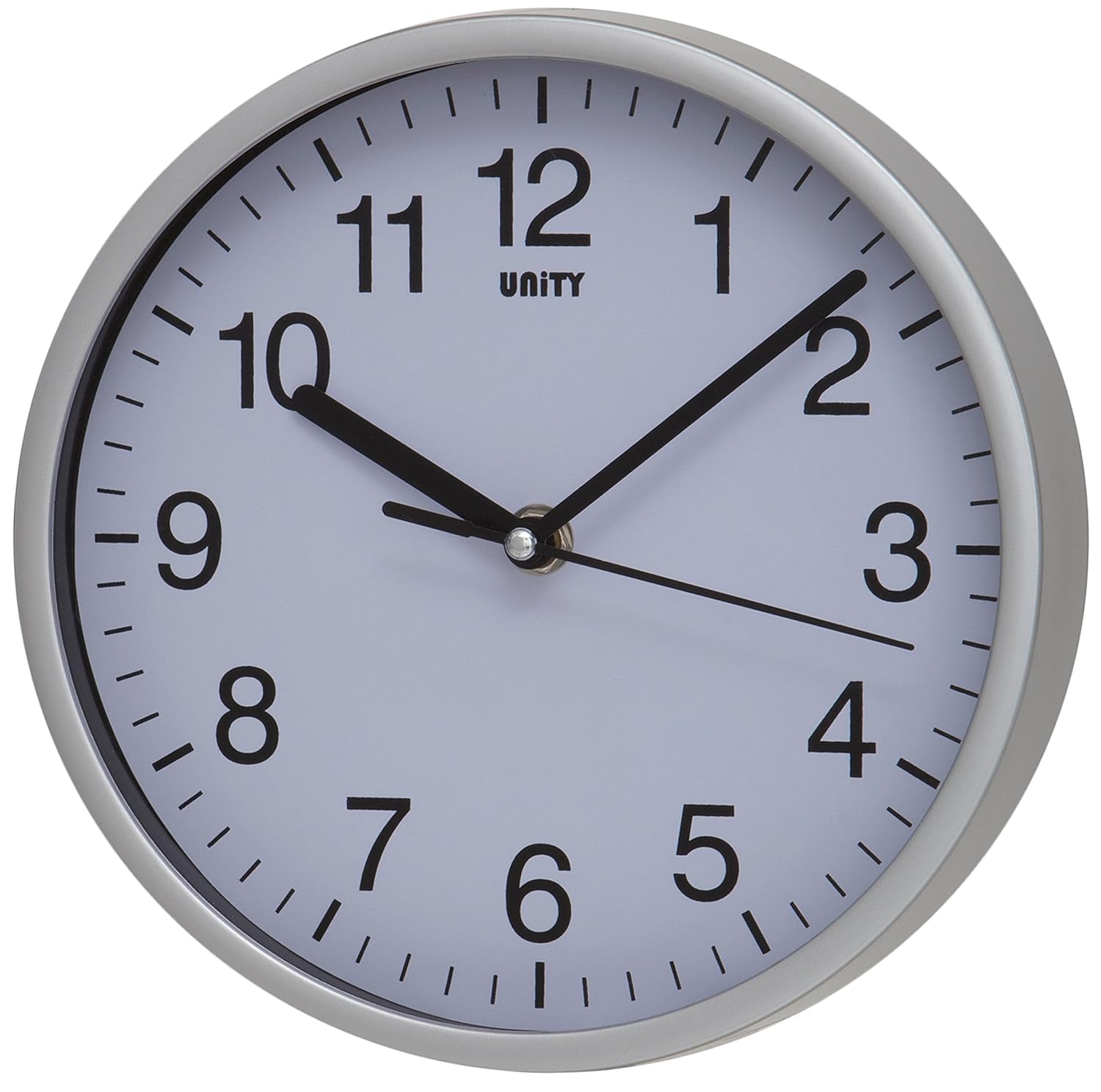 Silent Sweep Wall Clock Non Ticking Quartz Movement Silver 20cm Unity