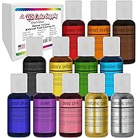U.S. Cake Supply Airbrush Cake Color Set - The 12 Most Popular Colors in 0.7 fl. oz. (20ml) Bottles Made in the USA