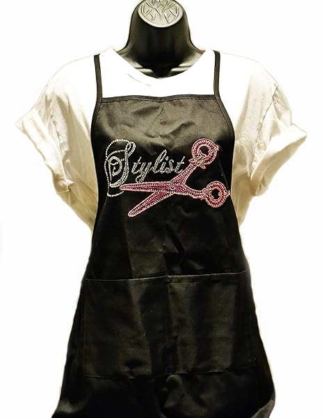Buy Hair Stylist Shimmery Rhinestone Black Apron Stylist