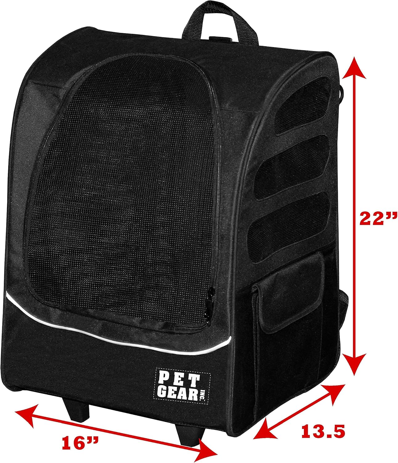 Pet Gear I-GO2 Roller Backpack, Travel Carrier, Car Seat for Cats/Dogs, Mesh Ventilation, Included Tether, Telescoping Handle, Storage Pouch : Pet Supplies