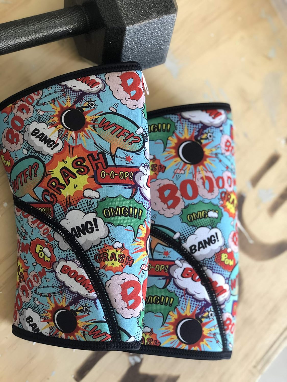 Liberte Lifestyles 5mm Reversible Cyborg Superhero Comic Print Knee Sleeves (Pair) : Sports & Outdoors