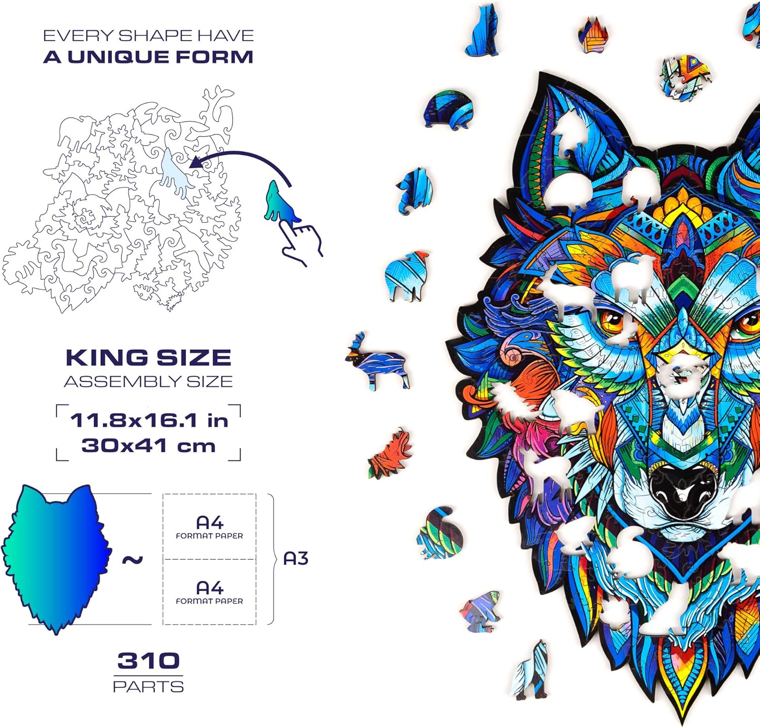 unidragon wooden jigsaw puzzle majestic wolf