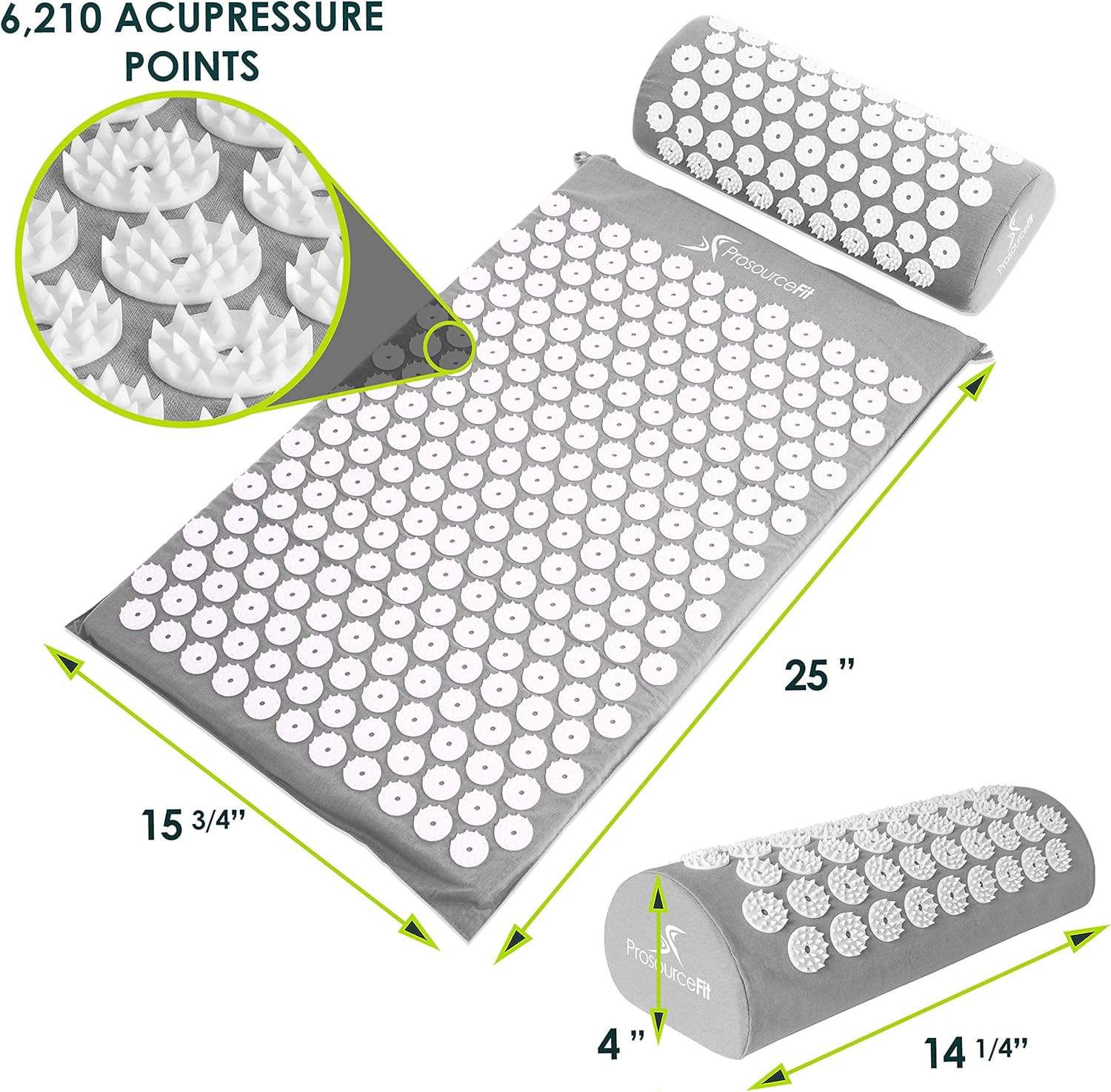 ProsourceFit Acupressure Mat and Pillow Set - Grey: Sports & Outdoors