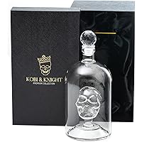 Kobi & Knight Premium Skull Decanter - Handmade Skull Whiskey Decanter with Airtight Stopper - Borosilicate Glass Skull…