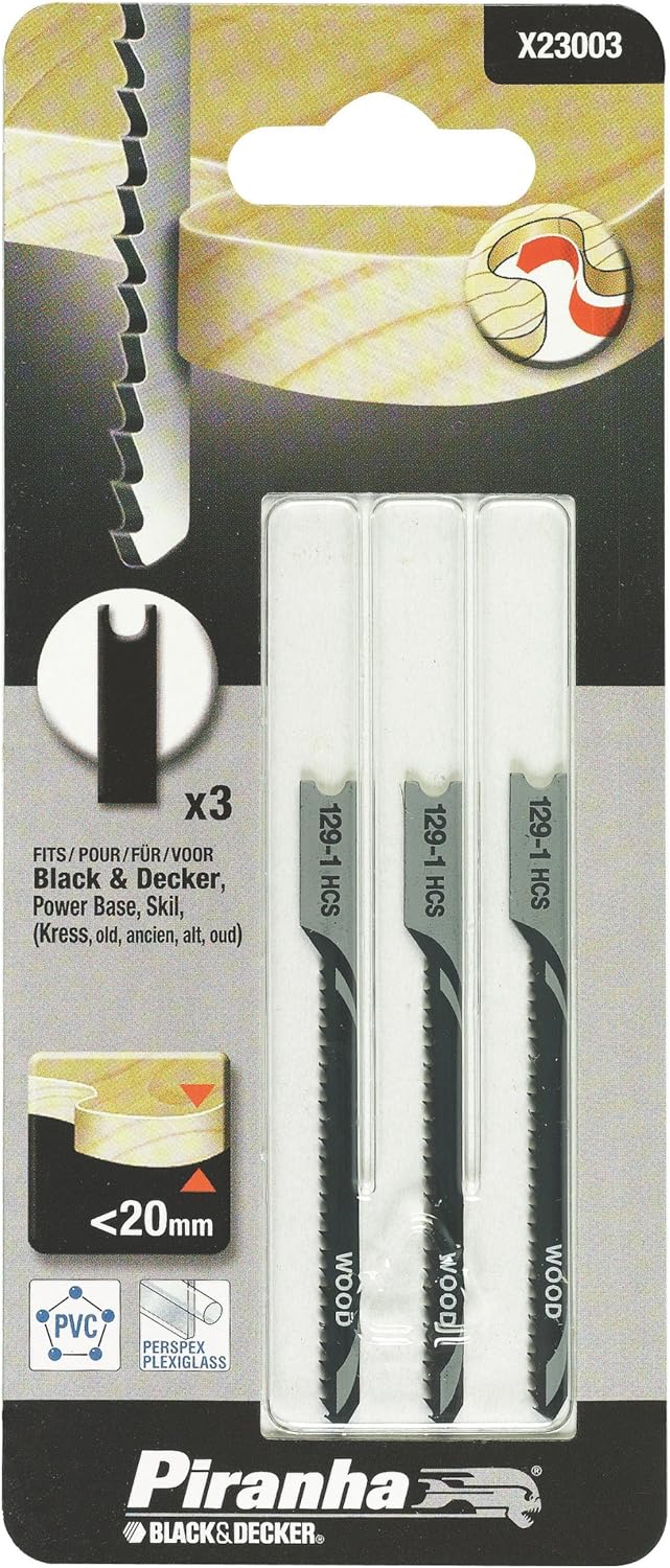 Piranha Jigsaw Blade U Shank HCS Curved Wood, 70 mm Set of 3 Amazon