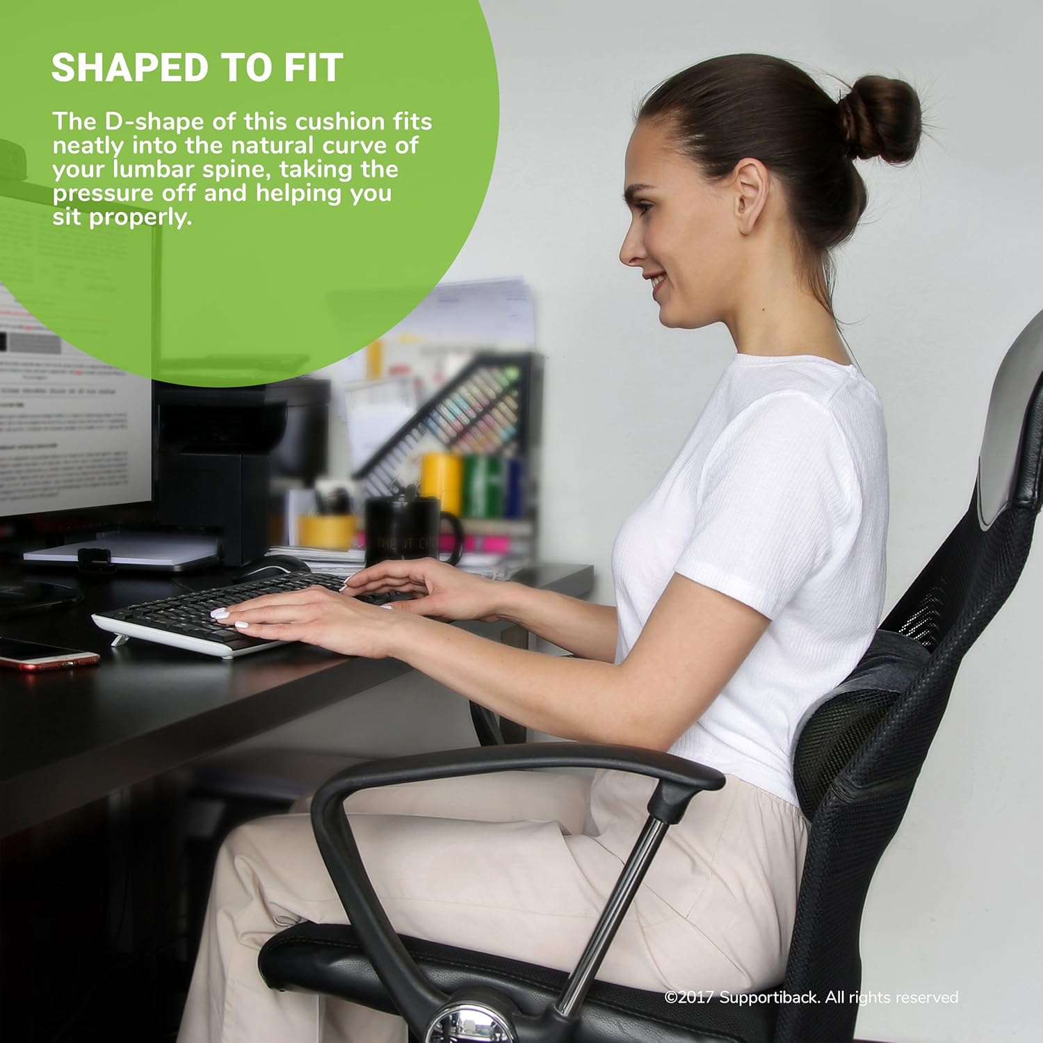 Supportiback Lumbar Support Cushion, Physiotherapist Designed with Optimum Density, 10X More Breathable Plant-Based Foam - Image 3