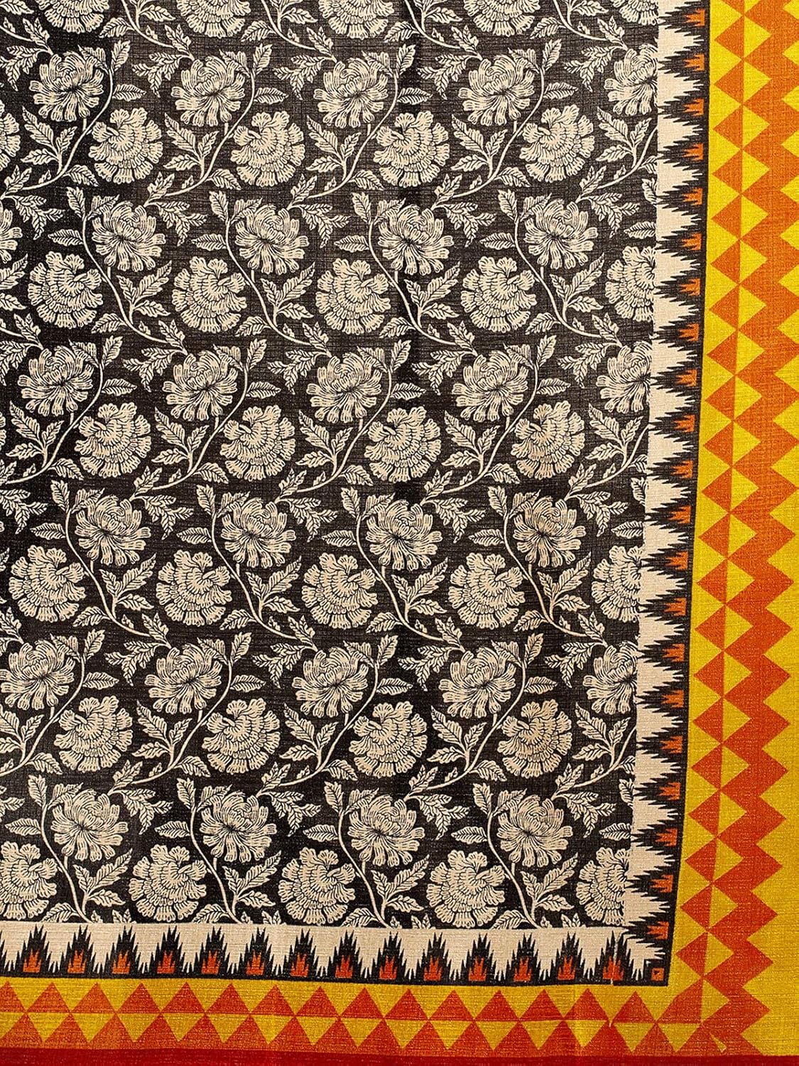 kanchnar women's balck and mustard bhagalpuridupatta