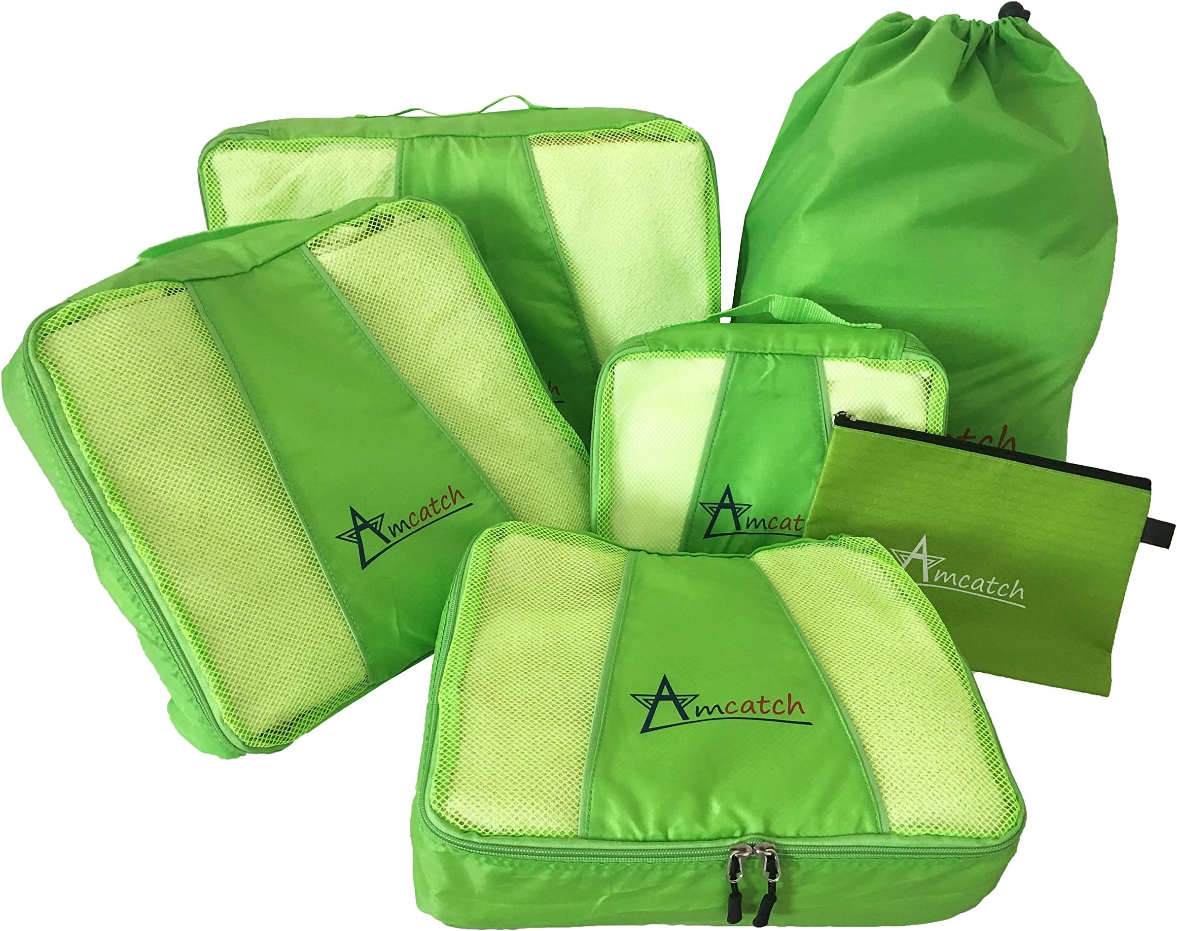 Travel PACKING CUBES Large Set 6 pcs Organizers with Versatile Pouch Laundry Bag Eco
