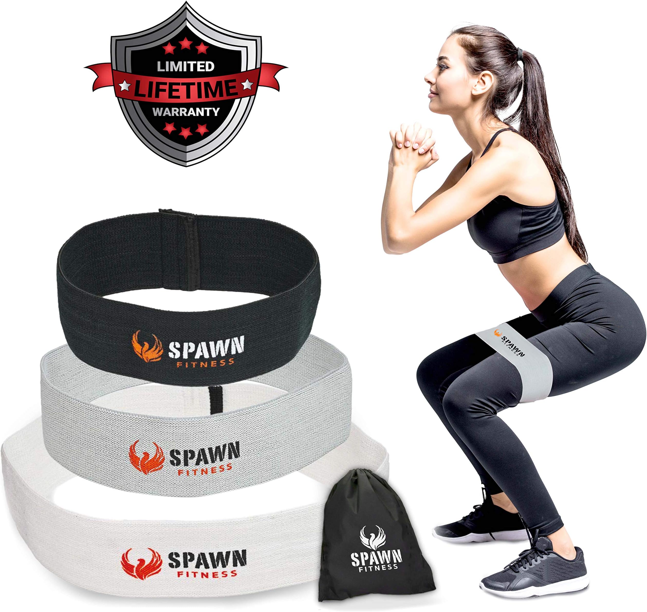 SPAWN Fitness Resistance Bands for Legs Butt Glute Training Fit Loop Cotton Latex for Men and Women - Set of 3