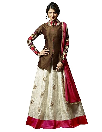 brown and white dress