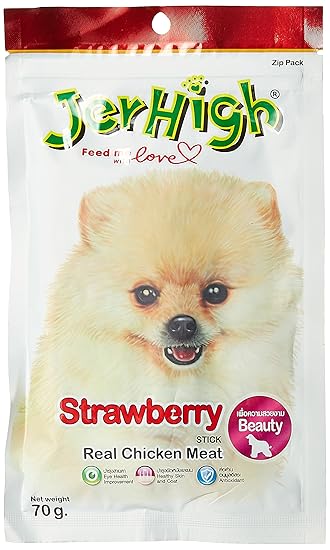 Jerhigh Dog Snacks Strawberry Stick Chicken Meat 70g Plus Vitamin E (Pack Of 3)