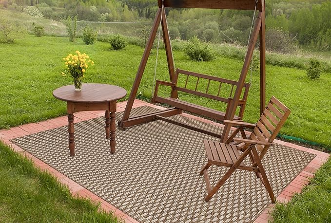 Amazon Com Gertmenian Platinum Barnwell Modern Outdoor Patio Rug 9x9 Square Gold Brown Furniture Decor