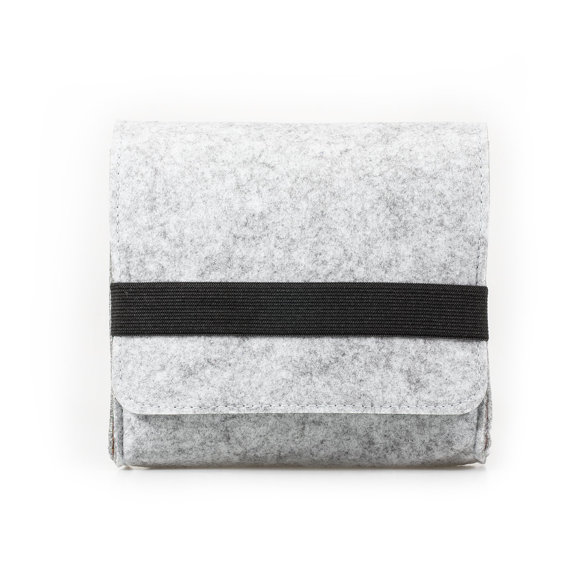 FORMGUT® // Filz Aufbewahrungstasche, Täschchen, kleine Zubehörtasche für Accessoires, Maus/Mouse, Handy, HDD, Kabel, Netzteil, Schminke/ Kosmetik, Wolle, Ladekabel // Hellgrau Orange