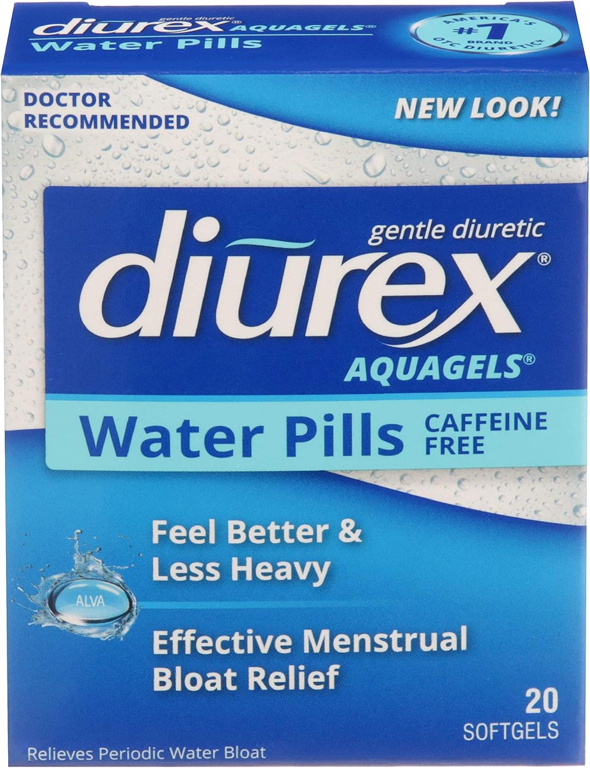 Diurex Aquagels - Caffeine Free Diuretic - Immediate Release - Relieve Water Bloat - 20 Count: Health & Personal Care