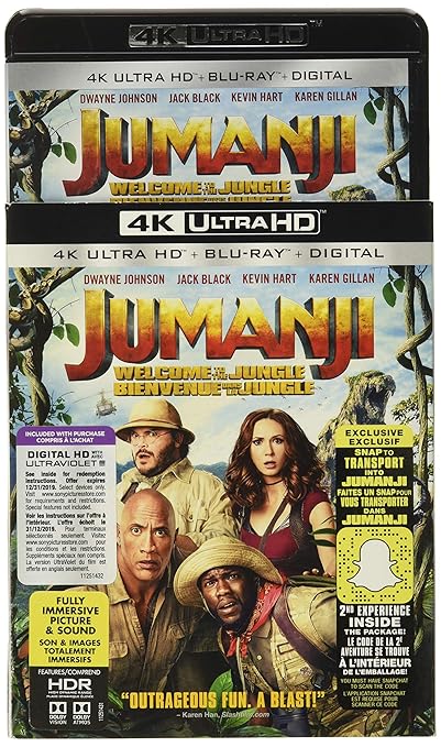 Amazon Com Jumanji Welcome To The Jungle 4k Uhd Blu Ray Ultraviolet Combo Pack Bilingual Movies Tv