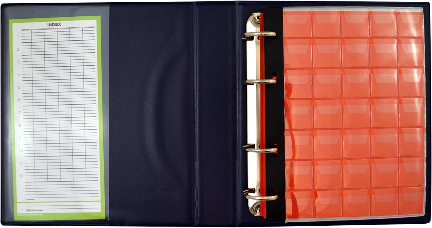 COLLECTOR Coin Album for 221 mix sizes coins from small till large coin - with 10 pages and 10 red dividers + index - OXFORD BLUE - Image 5