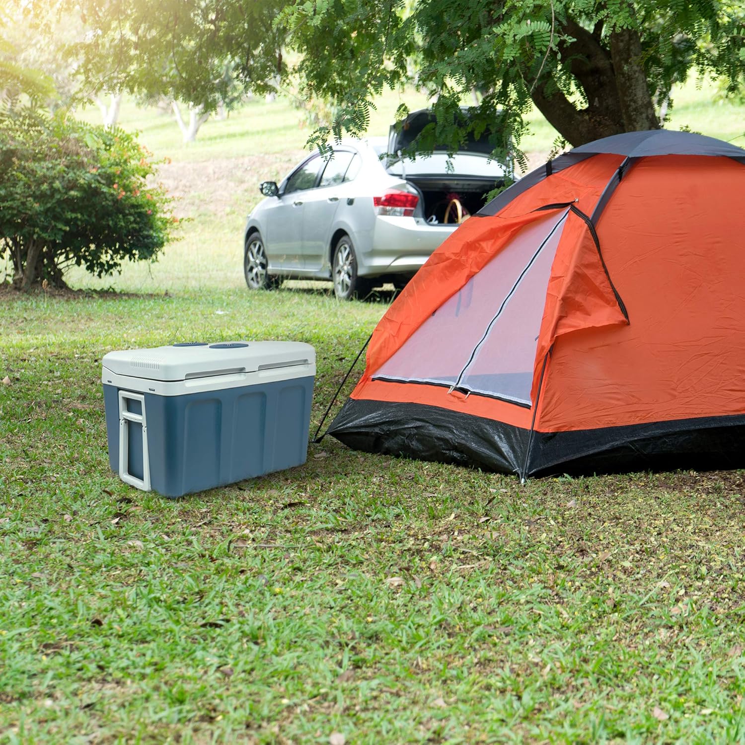 Ivation Electric Cooler & Warmer with Wheels & Handle |48 Quart (45 L) Portable Thermoelectric Fridge For vehicles & Trucks| 110V AC Home Power Cord & 12V Car Adapter for Camping, Travel & Picnics: Appliances