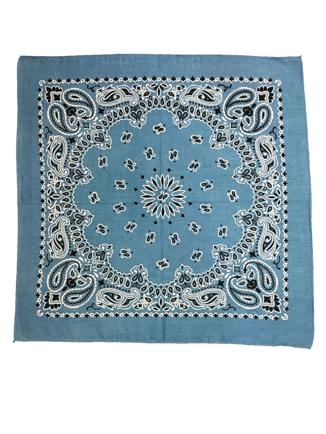 3 pieces of sky blue bandanas unisex bandanas printed bandanas cotton bandanas paisley bandanas men bandanas gents bandanas cowboys bandanas bikers bandanas