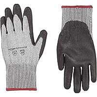 AmazonCommercial 13G HPPE Cut Resistant Liner & Polyurethane Coated Gloves (Salt & Pepper/Black), Size S, 1 Pair