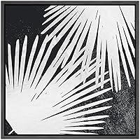 SIGNWIN Framed Canvas Wall Art Chinese Fan Palm Leaves Botanical Plants Block Print Abstract Modern Closeup Dramatic Black and White for Living Room, Bedroom, Office - 16