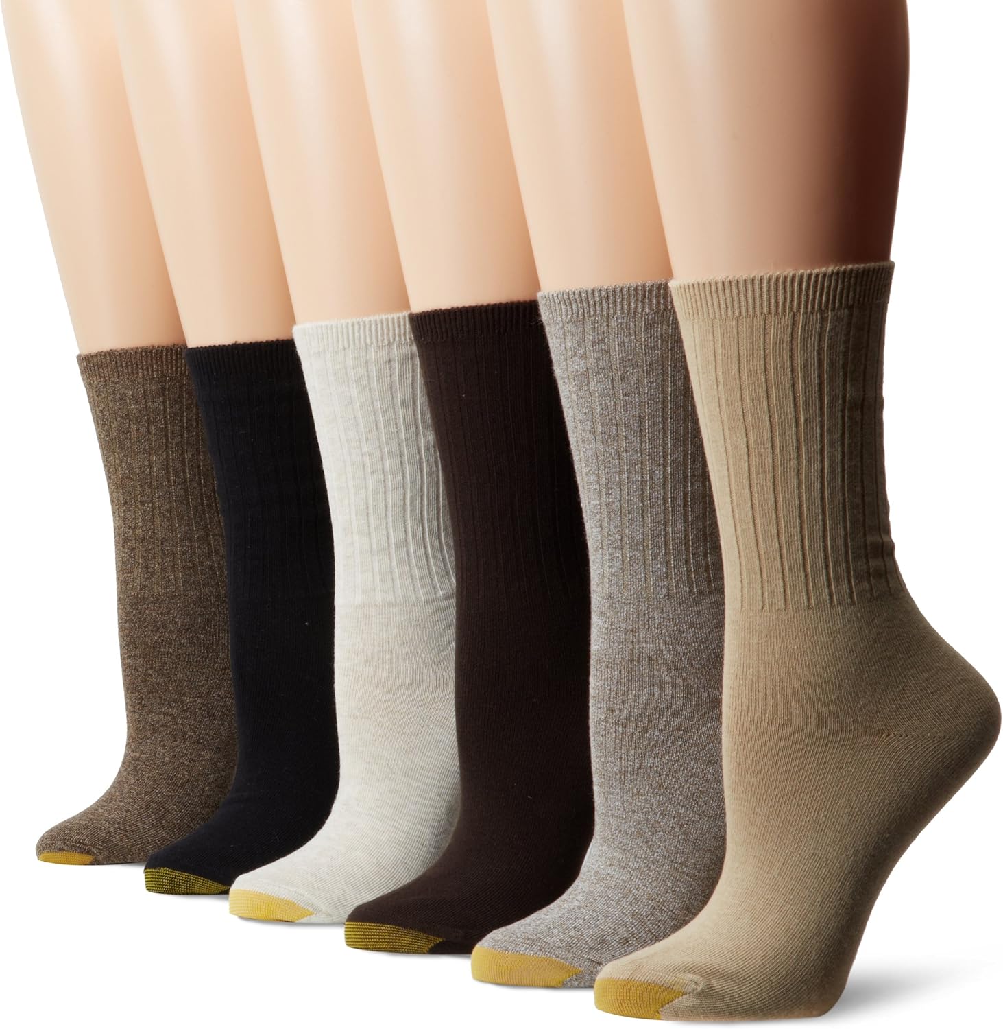 Gold Toe Women's Casual Ribbed Crew Socks, 6 Pairs