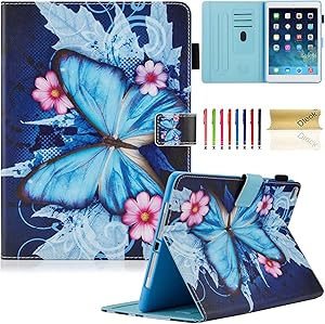 iPad 9.7 inch 2018 2017 Case/iPad Air Case/iPad Air 2 Case, Dteck PU Leather Folio Smart Cover with Auto Sleep Wake Stand Wallet Case for Apple iPad 6th / 5th Gen,iPad Air 1 2, Blue Butterfly