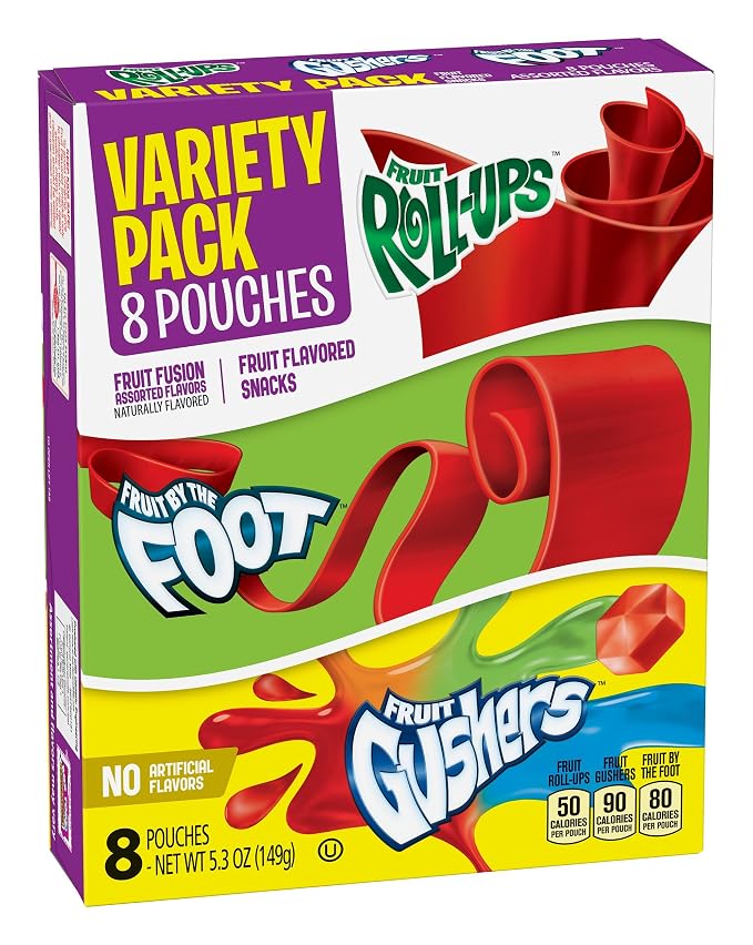 Betty crocker Fruit flavored snacks assorted flavors gushers ingredients: pears from concentrate, sugar, dried corn syrup, c (016000170674)