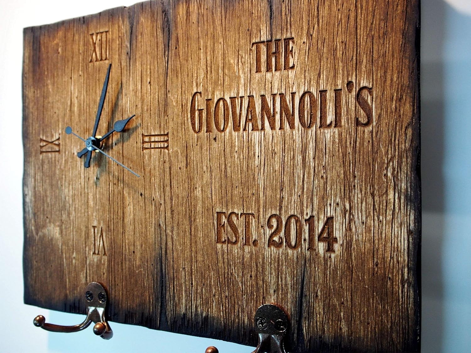 PERSONALIZED Engraved Wine Barrel Head Clock Rustic Furniture