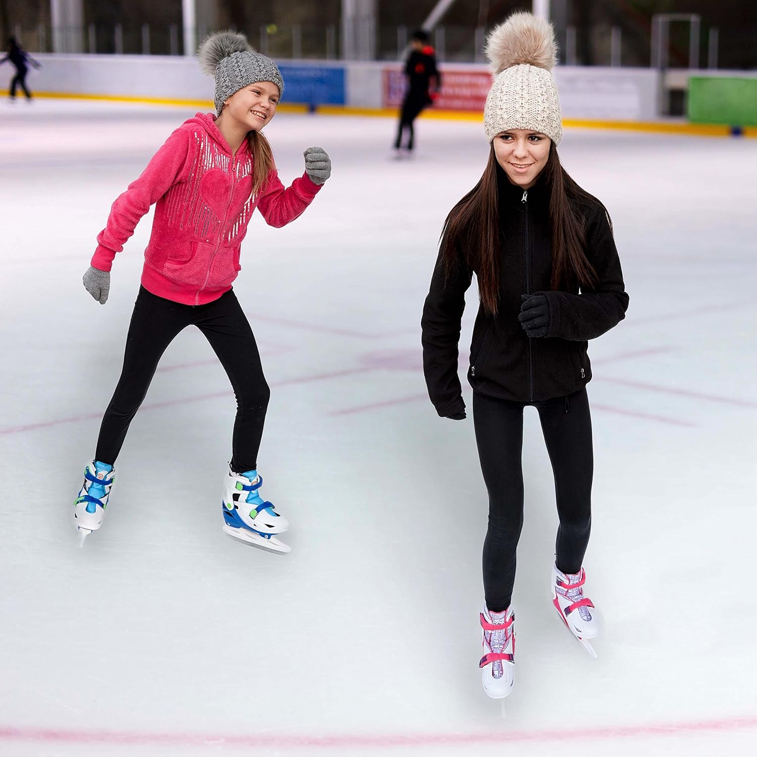 Xino Sports Adjustable Ice Skates - for Girls and Boys, Two Awesome Colors - Blue and Pink, Soft Padding and Reinforced Ankle Support, Fun to Skate! : Clothing