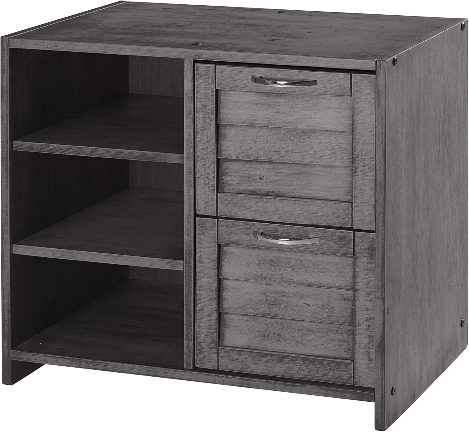 DONCO KIDS Louver 2 Drawer Chest/Shelves, Antique Grey: Furniture & Decor