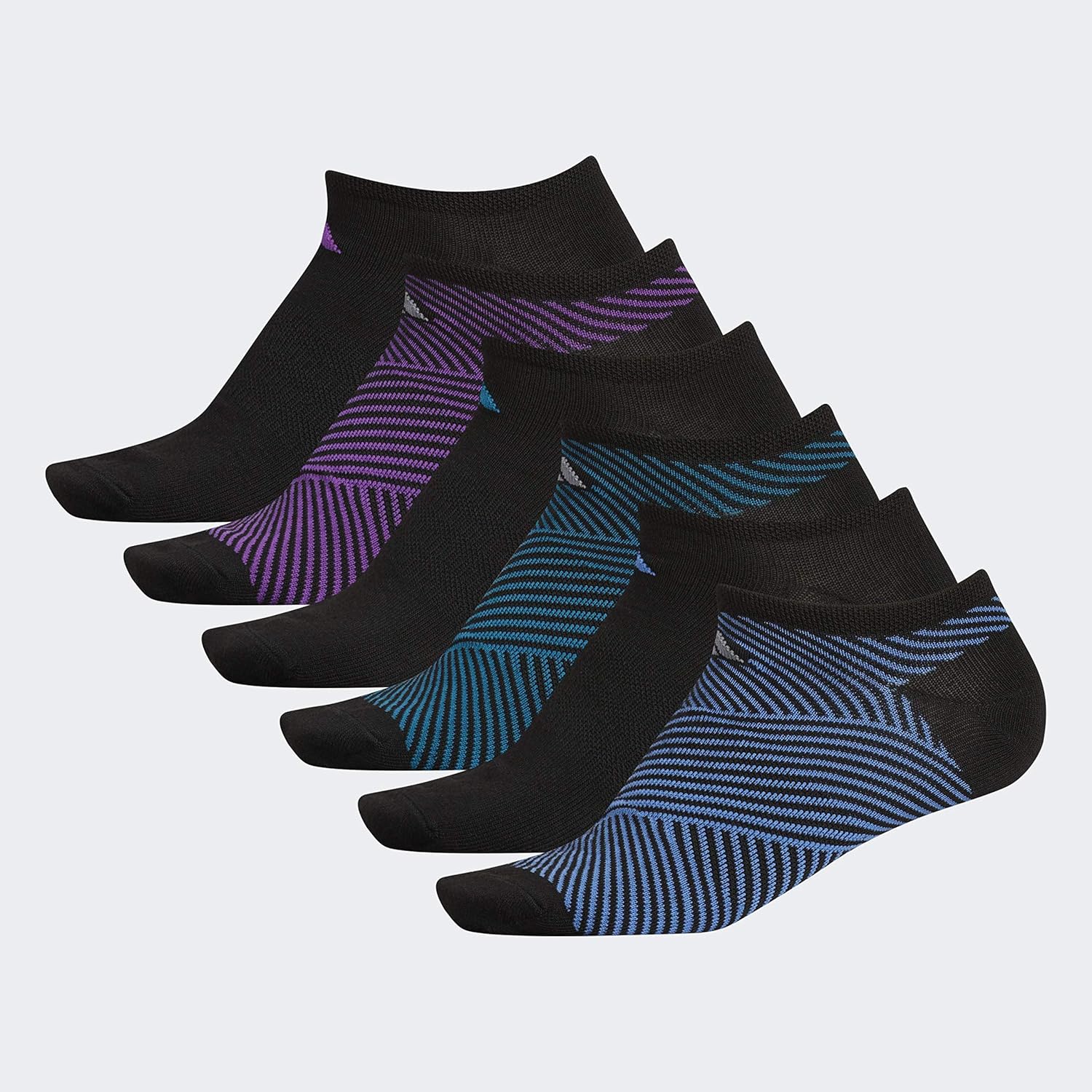 adidas Women's Superlite No Show Socks (6-Pair), Black/Onix/Light Onix/Clear Onix/White, Medium, (Shoe Size 5-10): Clothing