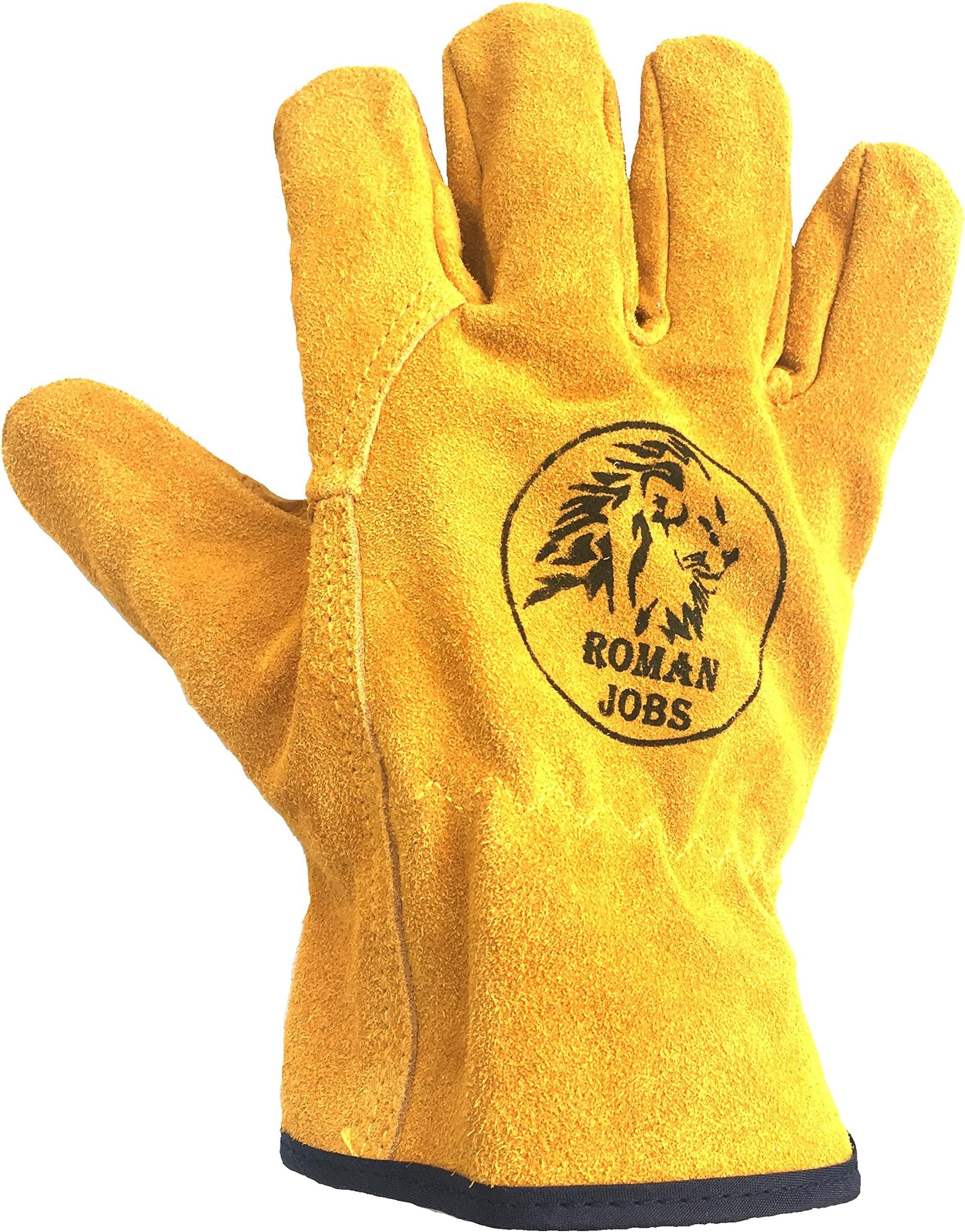 Leather Work Gloves Men & Women, Leather Working Gloves, Gardening, Wood Cutting, Mechanic, Driving, Welding, Heavy Duty Gloves to Protect Hands from Scratches, Injuries