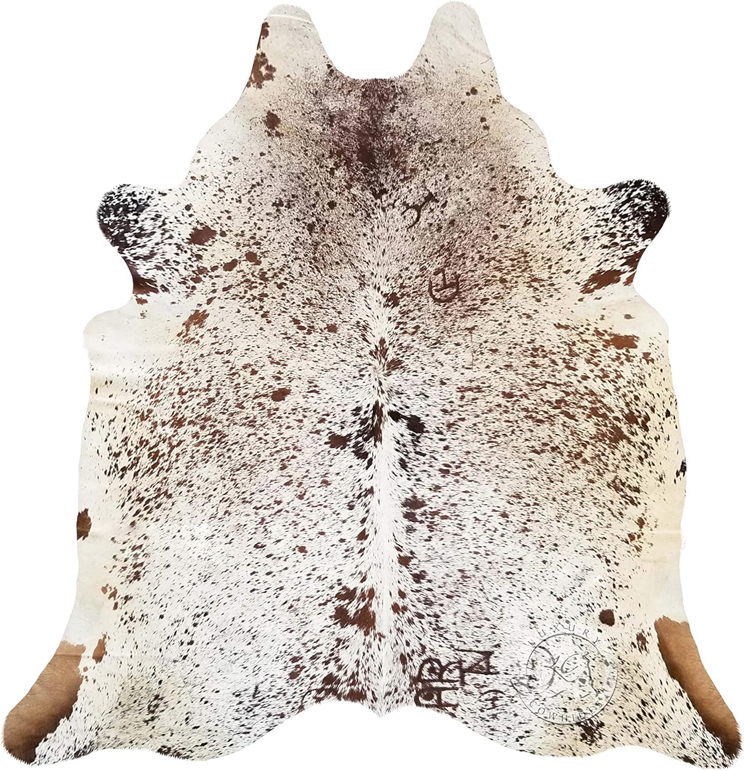 Brown and White Salt and Pepper Cowhide Rug Large 5ft x 6.5