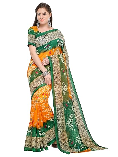 Women's Bhagalpuri Art Silk Saree With Blouse Piece (KSPMB11_Yellow & Green)