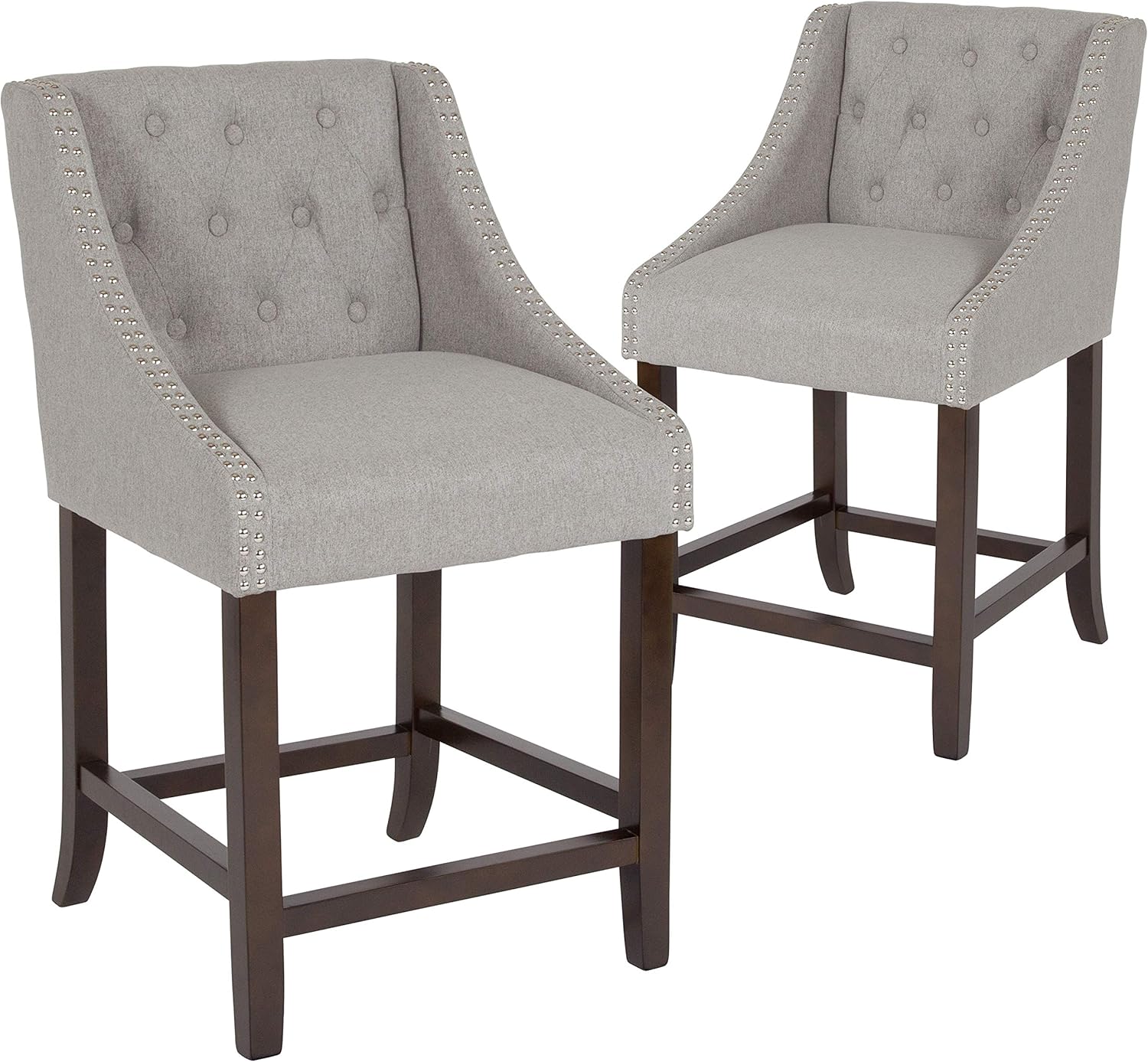 Taylor + Logan Residential Barstools, 2 Pack, Light Gray Fabric