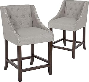 Taylor + Logan Residential Barstools, 2 Pack, Light Gray Fabric