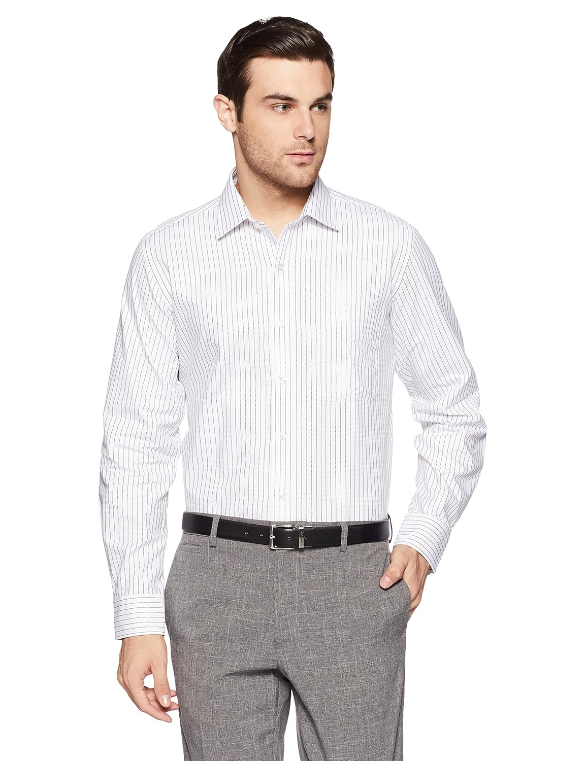 arrow men's striped regular fit formal shirt