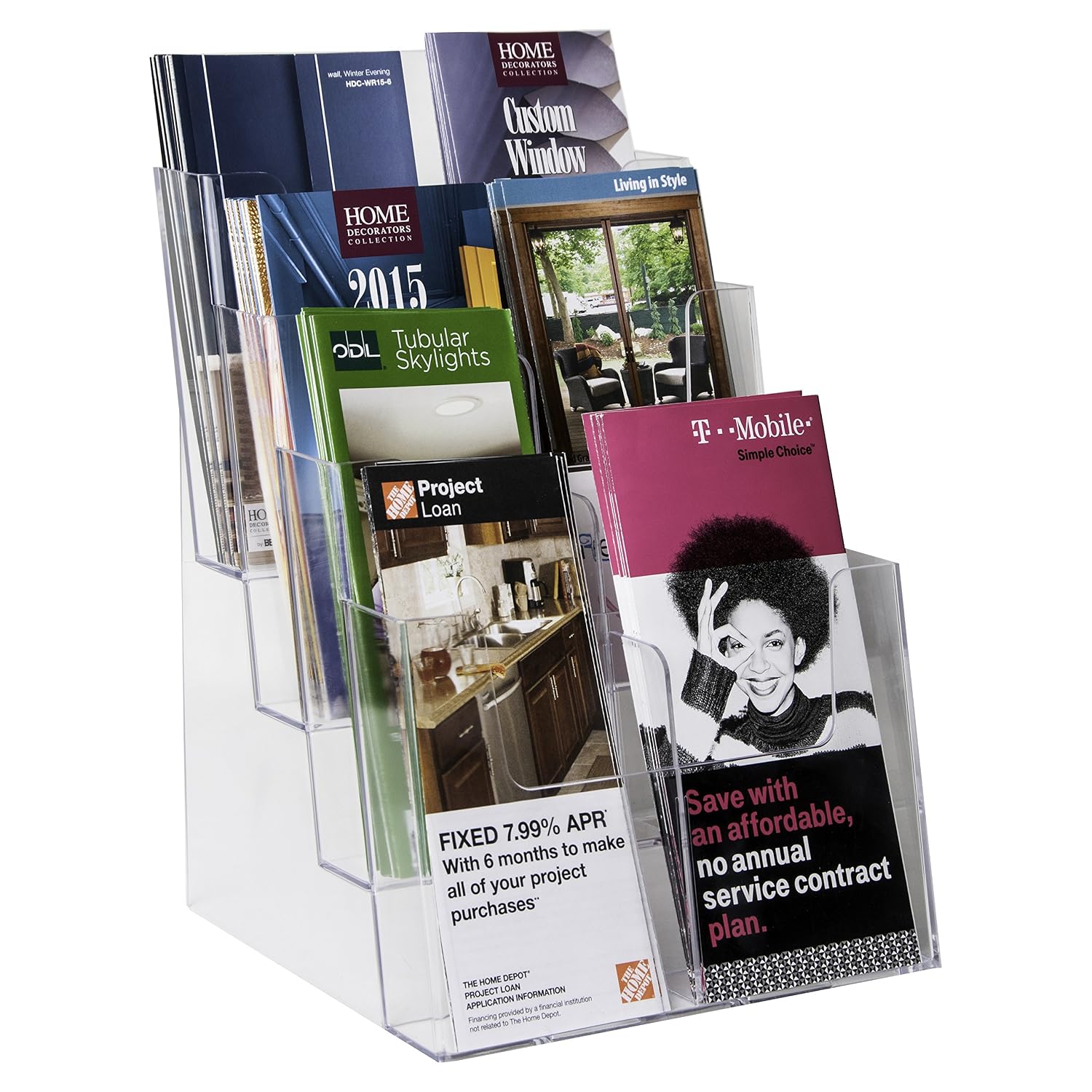 10 Pack Acrylic Brochure Holder 4x7.9" – Clear Plastic Flyer Display Stand, Uline S-8260