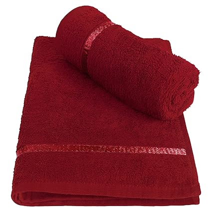 Story@Home 100% Cotton Soft Towel Set of 2 Pieces, 450 GSM - 2 Hand Towels - Dark Red