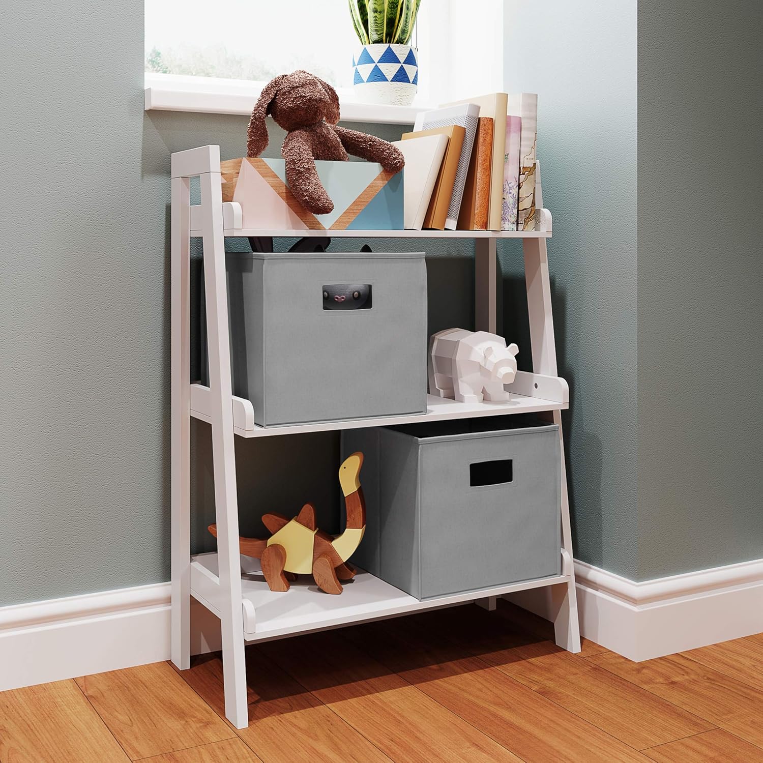 RiverRidge 3-Tier Ladder Shelf for Kids, White: Home & Kitchen