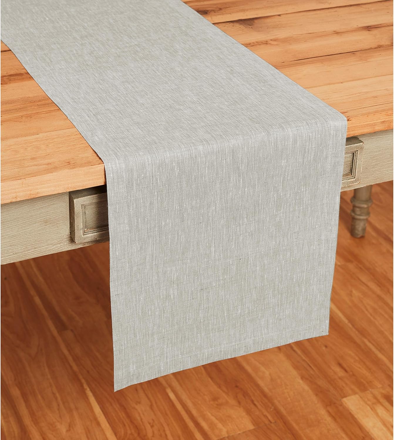 Solino Home 100% Pure Linen Table Runner – 14 x 36 Inch Athena, Handcrafted from European Flax, Natural Fabric Runner – Light Grey: Home & Kitchen